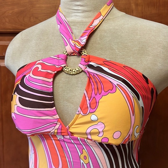 Trina Turk Tankini Top Bikini Swimsuit Swim Halter 6 S Small - Picture 2 of 8